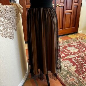 SHEIN Black Sheer Overlay Maxi Skirt with Brown Lining Size XS